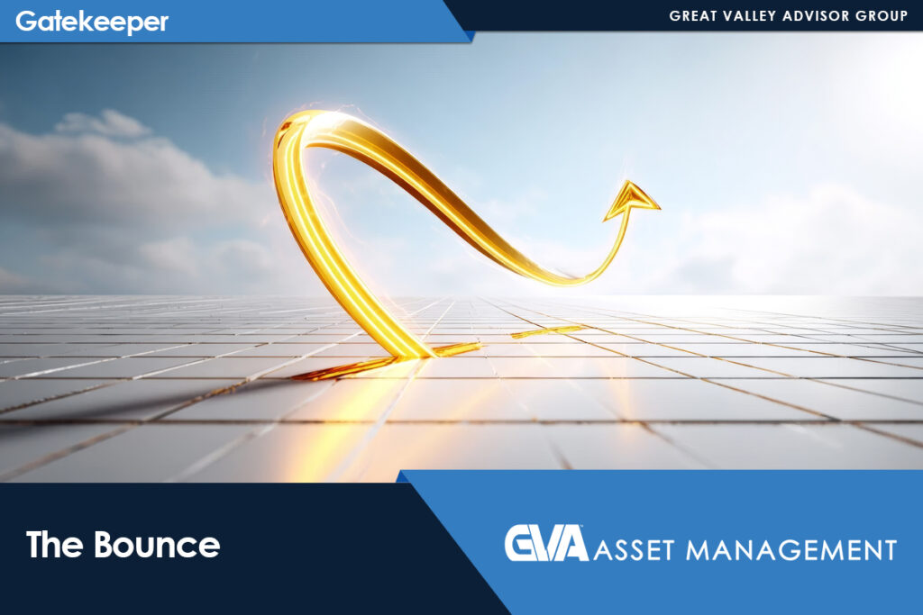Gold glowing curved arrow bending upward from a tiled surface, symbolizing growth, with Gatekeeper and GVA Asset Management branding.