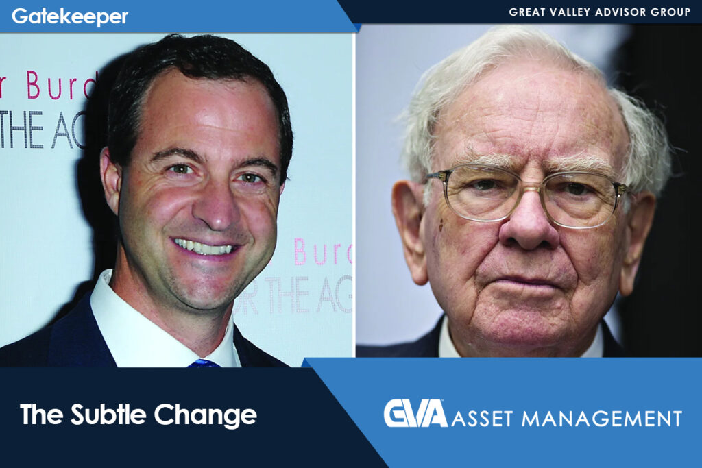 Split, side-by-side portraits of two men in business attire, smiling on the left and with a serious expression on the right.