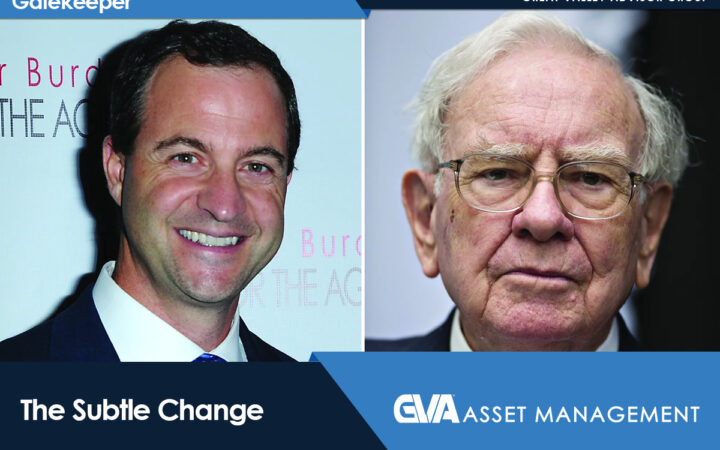 Split, side-by-side portraits of two men in business attire, smiling on the left and with a serious expression on the right.